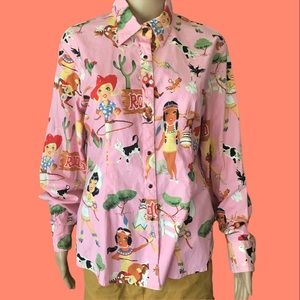 Cowgirl rodeo vintage western shirt novelty print panhandle slim